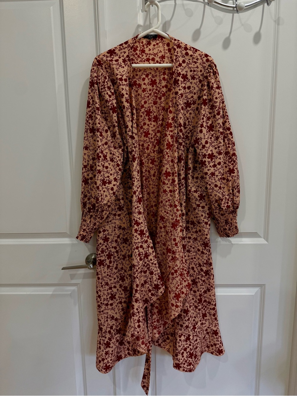 Plus Size ASOS Curve Floral Tie-Waist Dress in Blush and Burgundy